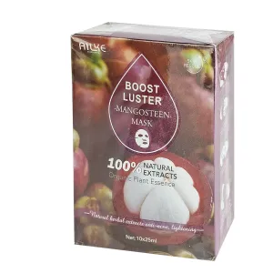 ATLKE Boost Luster Skin Rescue Face Mask – Mangosteen, 100% Natural Herbal Extracts, Anti-Acne & Brightening (10 x 25ml)